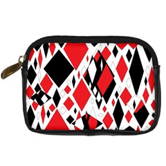 Distorted Diamonds In Black & Red Digital Camera Leather Case