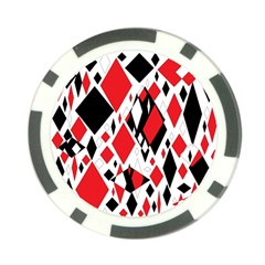 Distorted Diamonds In Black & Red Poker Chip (10 Pack)