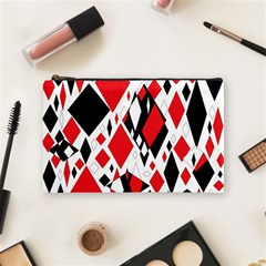 Distorted Diamonds In Black & Red Cosmetic Bag (medium)