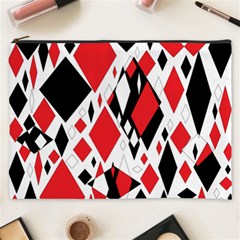 Distorted Diamonds In Black & Red Cosmetic Bag (XXXL)