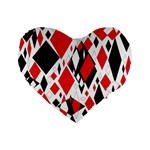 Distorted Diamonds In Black & Red 16  Premium Heart Shape Cushion  Front