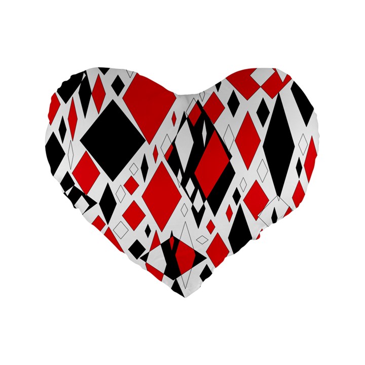 Distorted Diamonds In Black & Red 16  Premium Heart Shape Cushion 