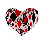 Distorted Diamonds In Black & Red 16  Premium Heart Shape Cushion  Back