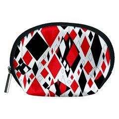 Distorted Diamonds In Black & Red Accessory Pouch (medium)