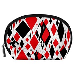 Distorted Diamonds In Black & Red Accessory Pouch (large)