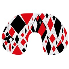 Distorted Diamonds In Black & Red Travel Neck Pillow