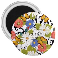 Floral Fantasy 3  Button Magnet