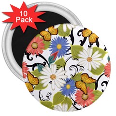 Floral Fantasy 3  Button Magnet (10 Pack)