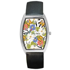 Floral Fantasy Tonneau Leather Watch