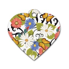 Floral Fantasy Dog Tag Heart (one Sided) 