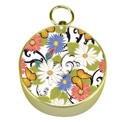 Floral Fantasy Gold Compass