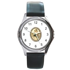 Bridal Frame Round Leather Watch (silver Rim)