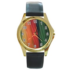 0718141618 Round Leather Watch (gold Rim) 