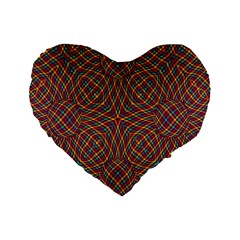 Trippy Tartan 16  Premium Heart Shape Cushion  by SaraThePixelPixie