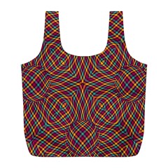 Trippy Tartan Reusable Bag (l) by SaraThePixelPixie