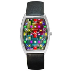 Abstract Modern Tonneau Leather Watch by StuffOrSomething