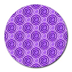 Purple And White Swirls Background 8  Mouse Pad (round) by Colorfulart23