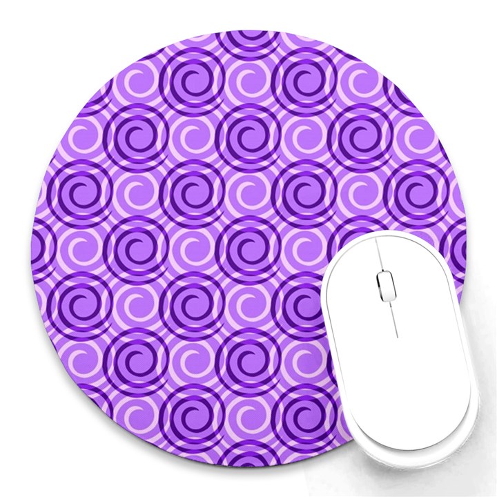 Purple And White Swirls Background 8  Mouse Pad (Round)