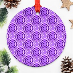 Purple And White Swirls Background Round Ornament by Colorfulart23