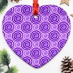 Purple And White Swirls Background Heart Ornament by Colorfulart23