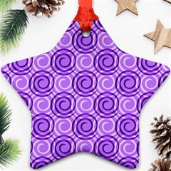 Purple And White Swirls Background Star Ornament by Colorfulart23