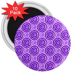 Purple And White Swirls Background 3  Button Magnet (10 Pack)