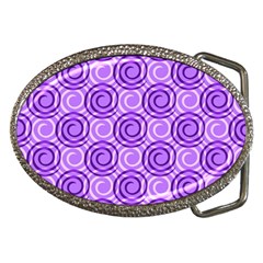 Purple And White Swirls Background Belt Buckle (oval)