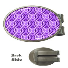 Purple And White Swirls Background Money Clip (oval)