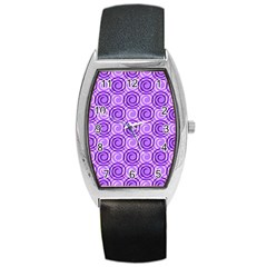 Purple And White Swirls Background Tonneau Leather Watch