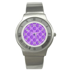 Purple And White Swirls Background Stainless Steel Watch (slim)