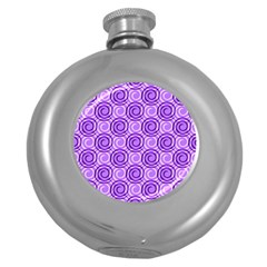 Purple And White Swirls Background Hip Flask (round)