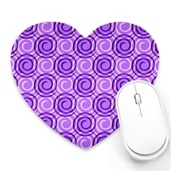 Purple And White Swirls Background Mouse Pad (heart)