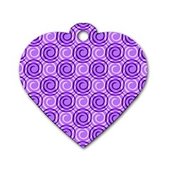 Purple And White Swirls Background Dog Tag Heart (two Sided) by Colorfulart23