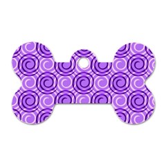 Purple And White Swirls Background Dog Tag Bone (one Sided)