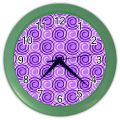 Purple And White Swirls Background Wall Clock (color)