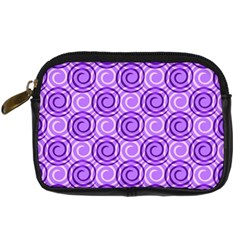 Purple And White Swirls Background Digital Camera Leather Case