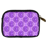 Purple And White Swirls Background Digital Camera Leather Case Back