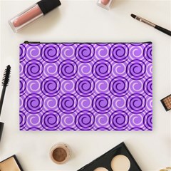 Purple And White Swirls Background Cosmetic Bag (large)