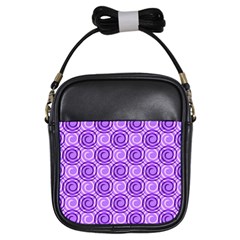 Purple And White Swirls Background Girl s Sling Bag