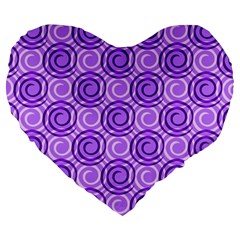 Purple And White Swirls Background 19  Premium Heart Shape Cushion