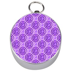 Purple And White Swirls Background Silver Compass by Colorfulart23