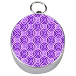 Purple And White Swirls Background Silver Compass Front