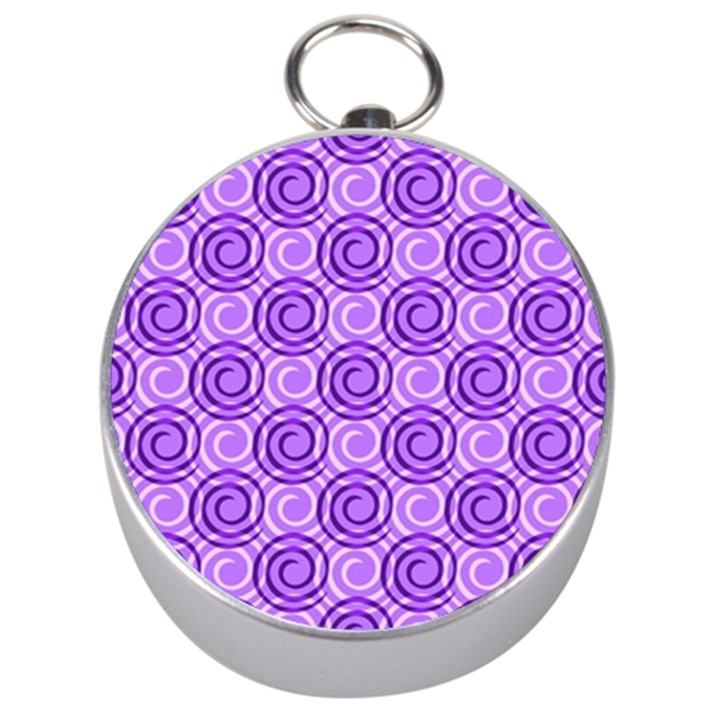 Purple And White Swirls Background Silver Compass