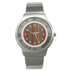 Festive Stripe Stainless Steel Watch (slim) by Colorfulart23