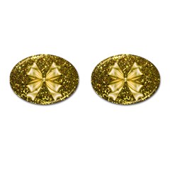 Golden Sequins And Bow Cufflinks (oval)