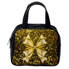 Golden Sequins And Bow Classic Handbag (one Side)