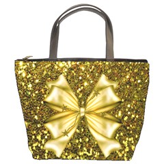 Golden Sequins And Bow Bucket Handbag