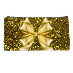 Golden Sequins And Bow Pencil Case