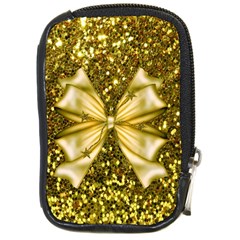 Golden Sequins And Bow Compact Camera Leather Case