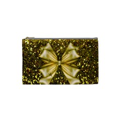 Golden Sequins And Bow Cosmetic Bag (small)